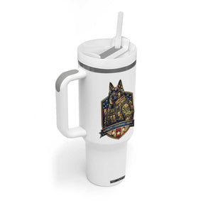Tactical K9 German Shepherd Dog Tumbler With Handle Loyalty Courage Duty Patriotic Flag Gift