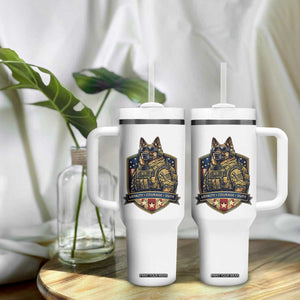 Tactical K9 German Shepherd Dog Tumbler With Handle Loyalty Courage Duty Patriotic Flag Gift