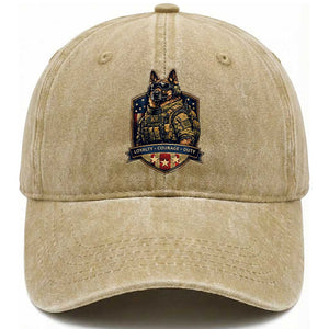 Tactical K9 German Shepherd Dog Washed Cotton Baseball Cap Loyalty Courage Duty Patriotic Flag Gift