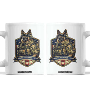Tactical K9 German Shepherd Dog Coffee Mug Loyalty Courage Duty Patriotic Flag Gift