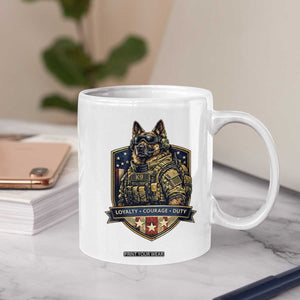 Tactical K9 German Shepherd Dog Coffee Mug Loyalty Courage Duty Patriotic Flag Gift