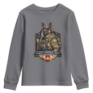 Tactical K9 German Shepherd Dog Youth Sweatshirt Loyalty Courage Duty Patriotic Flag Gift