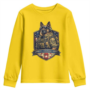 Tactical K9 German Shepherd Dog Youth Sweatshirt Loyalty Courage Duty Patriotic Flag Gift