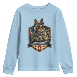 Tactical K9 German Shepherd Dog Youth Sweatshirt Loyalty Courage Duty Patriotic Flag Gift