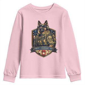 Tactical K9 German Shepherd Dog Youth Sweatshirt Loyalty Courage Duty Patriotic Flag Gift