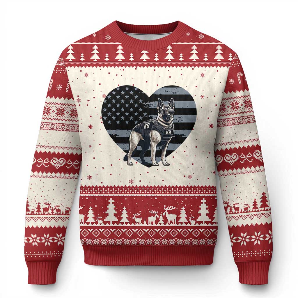 German Shepherd K9 Tactical Dog Ugly Christmas Sweater Patriotic Police K9 Law Enforcement Gift