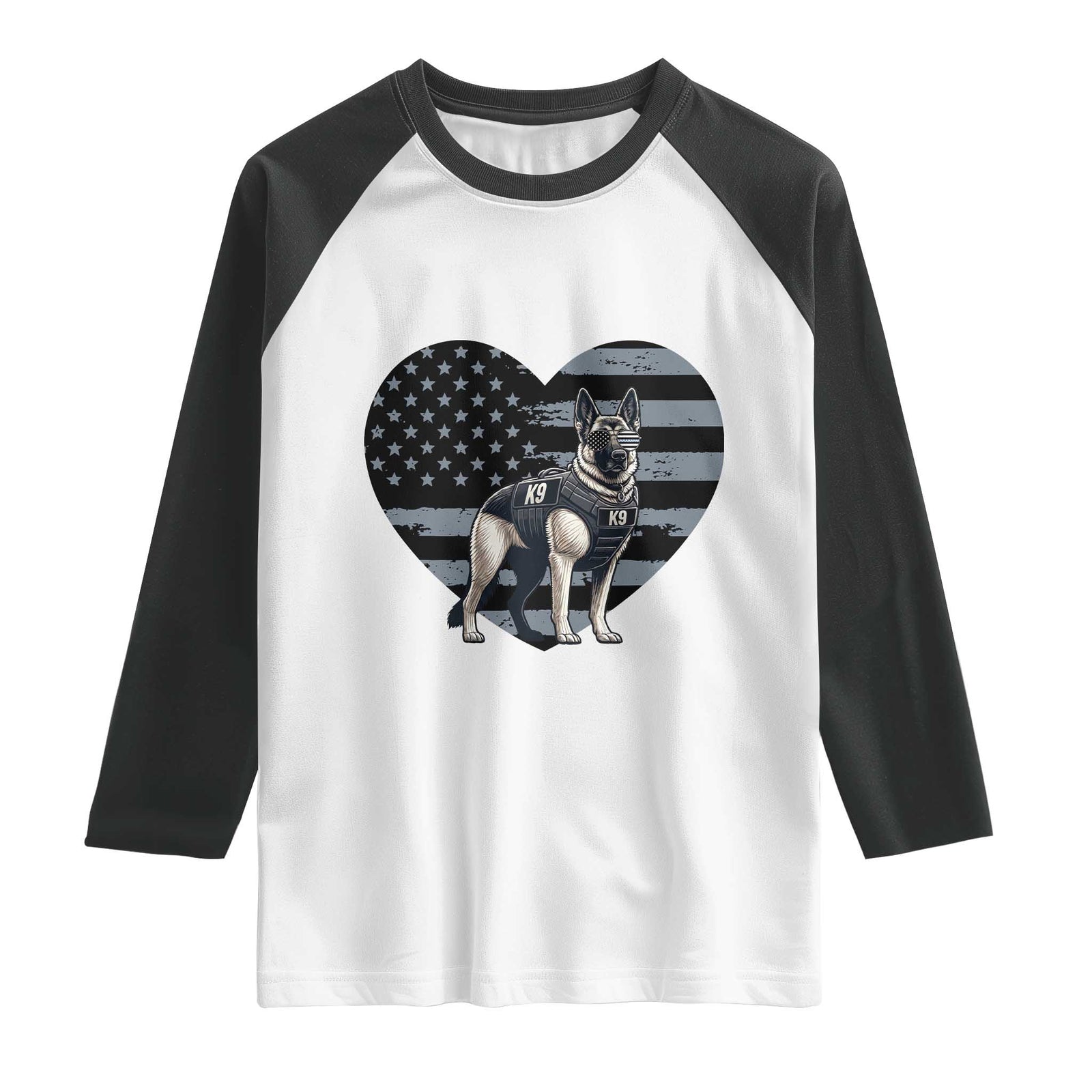 German Shepherd K9 Tactical Dog Raglan Shirt Patriotic Police K9 Law Enforcement Gift