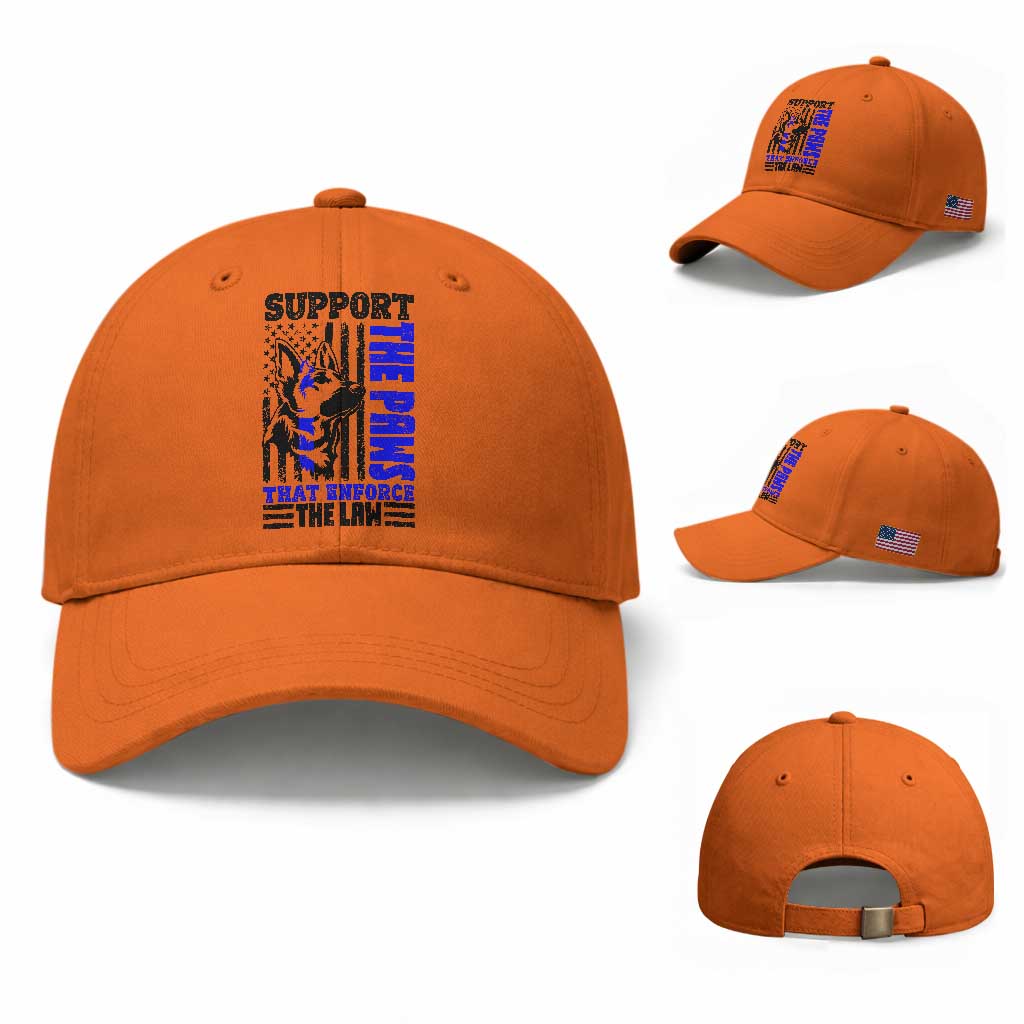 German Shepherd K9 Police Dog Gift Baseball Cap Support The Paws That Enforce The Law