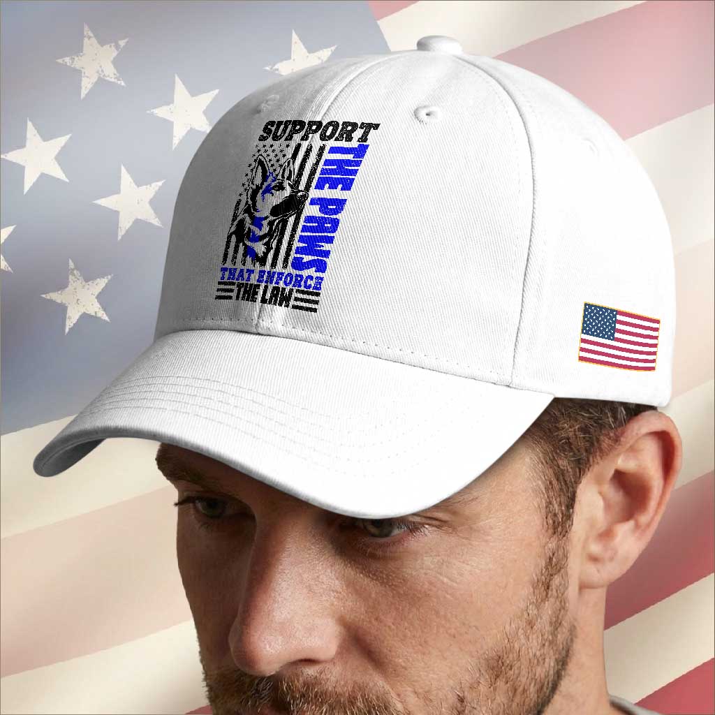 German Shepherd K9 Police Dog Gift Baseball Cap Support The Paws That Enforce The Law