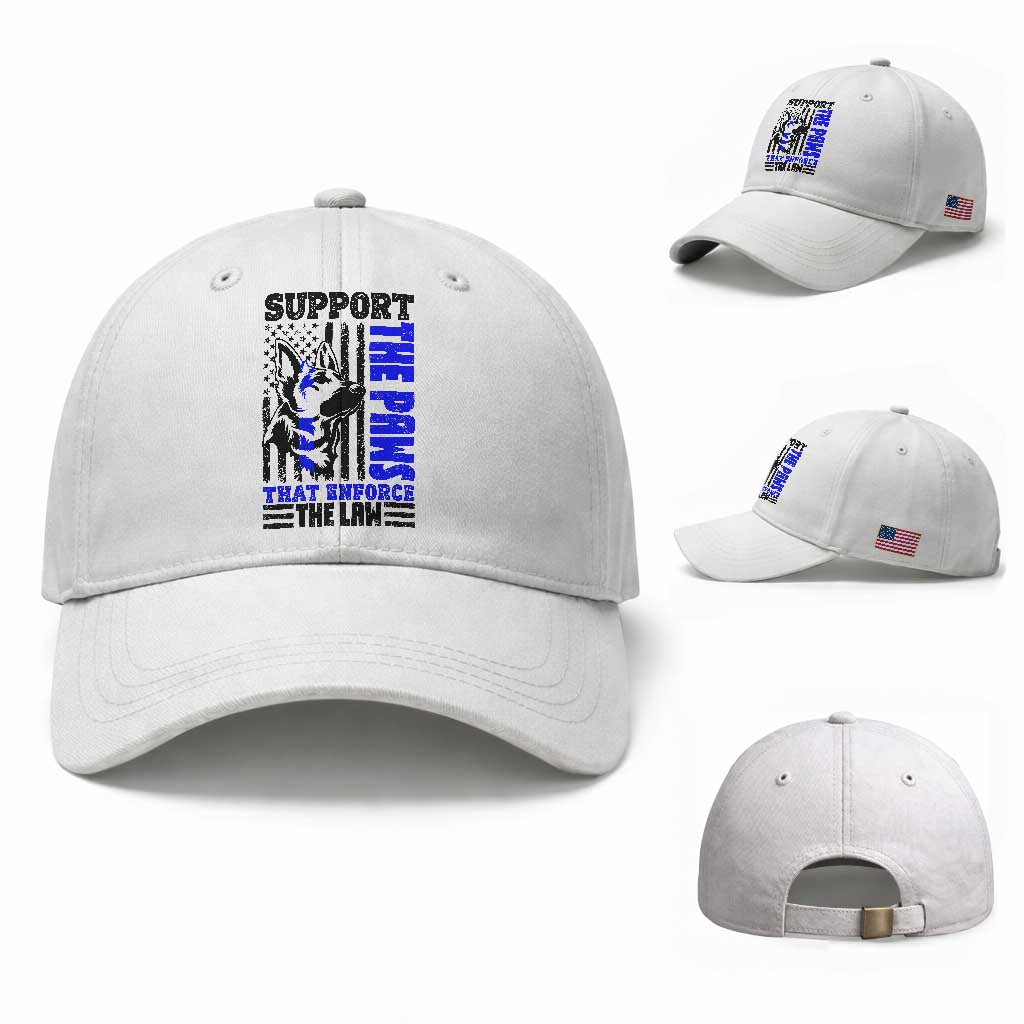 German Shepherd K9 Police Dog Gift Baseball Cap Support The Paws That Enforce The Law