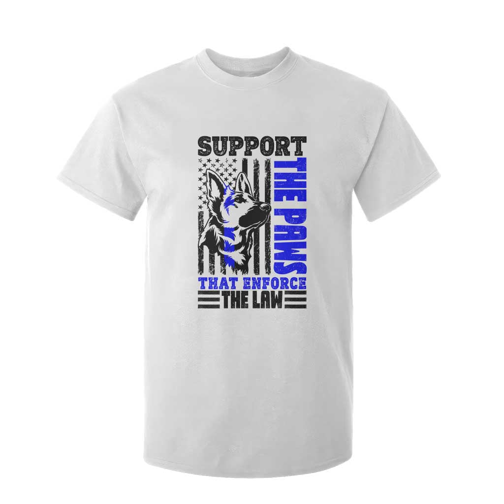 German Shepherd K9 Police Dog Gift T Shirt For Kid Support The Paws That Enforce The Law