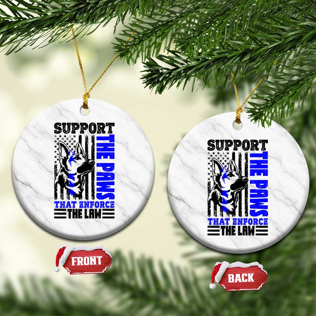 German Shepherd K9 Police Dog Gift Ceramic Ornament Support The Paws That Enforce The Law