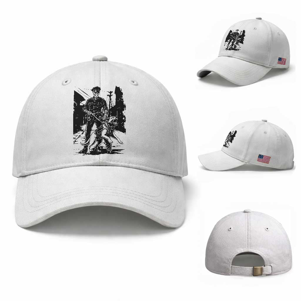 Skeleton Cop K9 German Shepherd Dog Baseball Cap Dark Alley Spooky Law Enforcement Gift