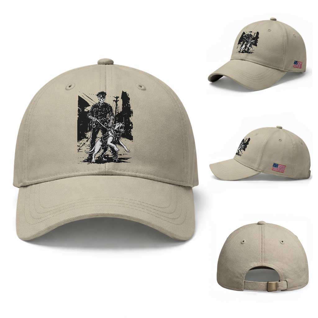 Skeleton Cop K9 German Shepherd Dog Baseball Cap Dark Alley Spooky Law Enforcement Gift