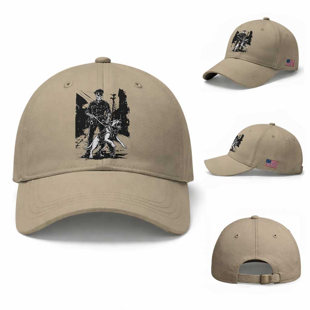 Skeleton Cop K9 German Shepherd Dog Baseball Cap Dark Alley Spooky Law Enforcement Gift