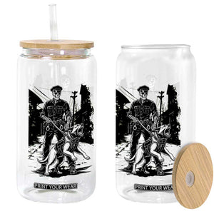 Skeleton Cop K9 German Shepherd Dog Glass Can Dark Alley Spooky Law Enforcement Gift