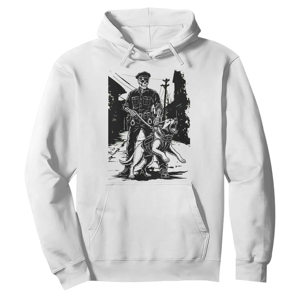 Skeleton Cop K9 German Shepherd Dog Hoodie Dark Alley Spooky Law Enforcement Gift