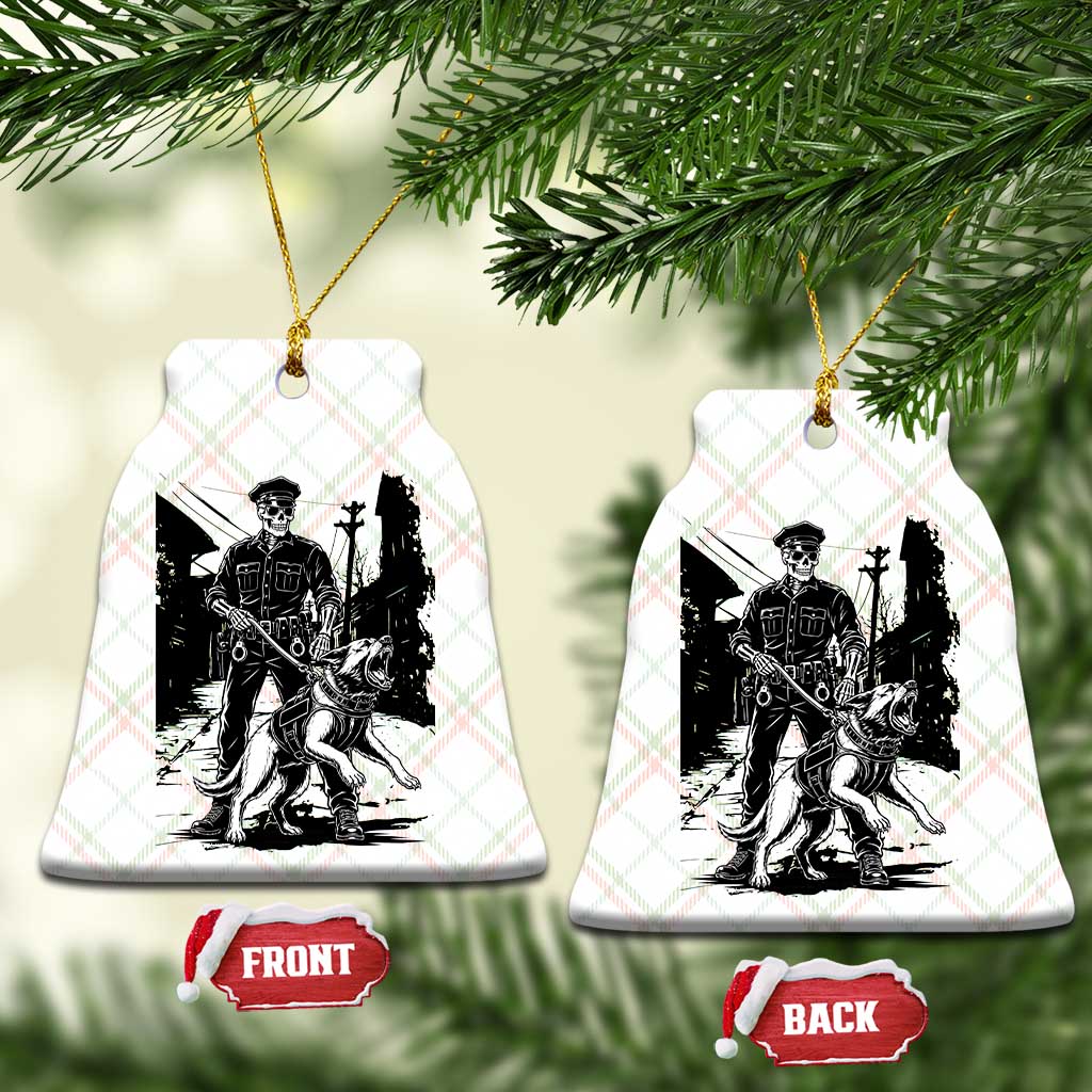 Skeleton Cop K9 German Shepherd Dog Ceramic Ornament Dark Alley Spooky Law Enforcement Gift
