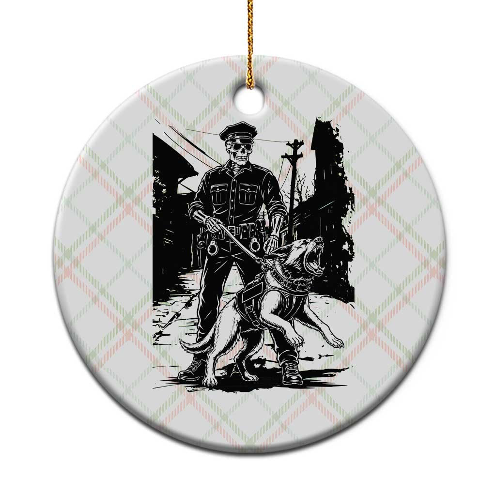Skeleton Cop K9 German Shepherd Dog Ceramic Ornament Dark Alley Spooky Law Enforcement Gift