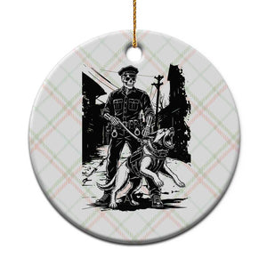 Skeleton Cop K9 German Shepherd Dog Ceramic Ornament Dark Alley Spooky Law Enforcement Gift