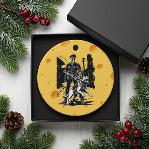 Skeleton Cop K9 German Shepherd Dog Ceramic Ornament Dark Alley Spooky Law Enforcement Gift