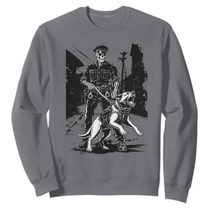 Skeleton Cop K9 German Shepherd Dog Sweatshirt Dark Alley Spooky Law Enforcement Gift