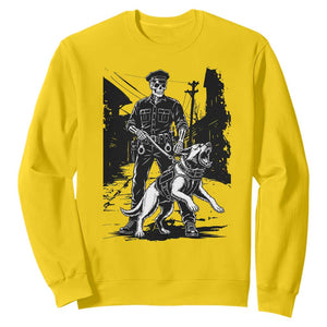 Skeleton Cop K9 German Shepherd Dog Sweatshirt Dark Alley Spooky Law Enforcement Gift