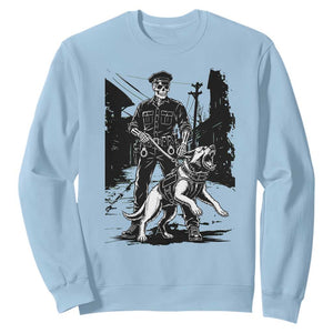 Skeleton Cop K9 German Shepherd Dog Sweatshirt Dark Alley Spooky Law Enforcement Gift