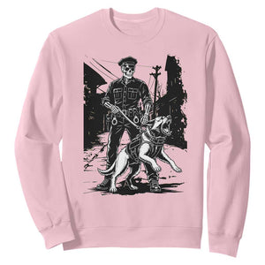Skeleton Cop K9 German Shepherd Dog Sweatshirt Dark Alley Spooky Law Enforcement Gift