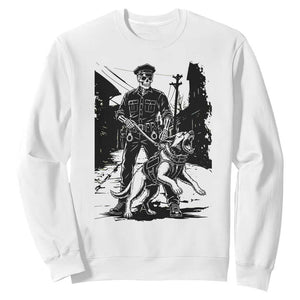 Skeleton Cop K9 German Shepherd Dog Sweatshirt Dark Alley Spooky Law Enforcement Gift