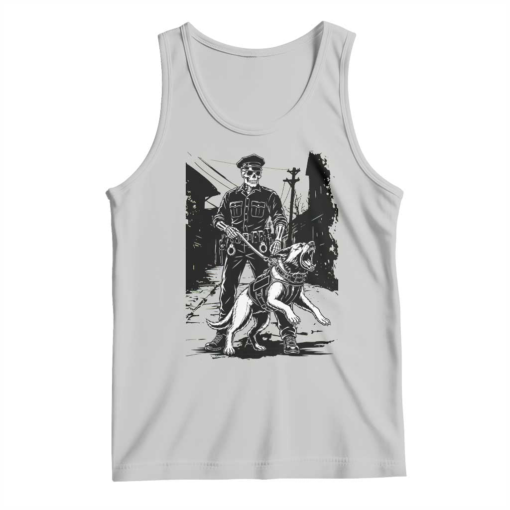 Skeleton Cop K9 German Shepherd Dog Tank Top Dark Alley Spooky Law Enforcement Gift