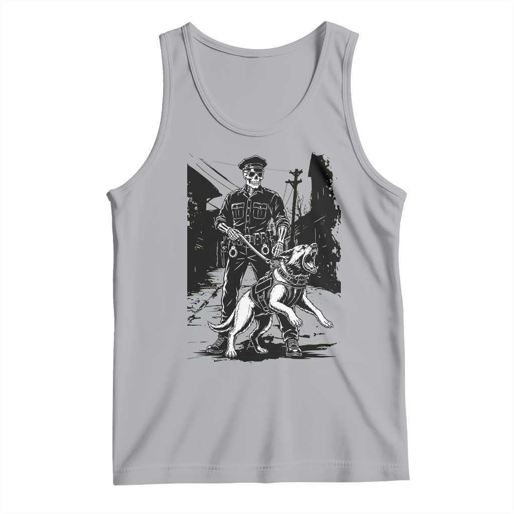 Skeleton Cop K9 German Shepherd Dog Tank Top Dark Alley Spooky Law Enforcement Gift
