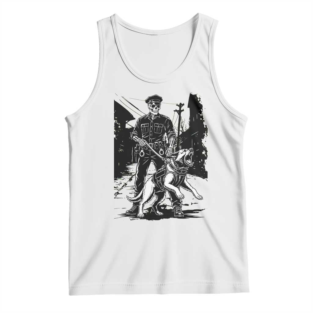 Skeleton Cop K9 German Shepherd Dog Tank Top Dark Alley Spooky Law Enforcement Gift