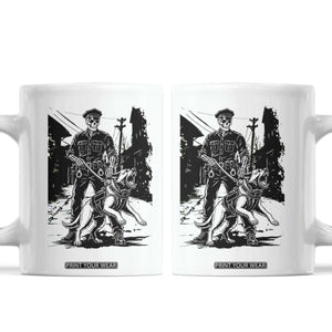 Skeleton Cop K9 German Shepherd Dog Coffee Mug Dark Alley Spooky Law Enforcement Gift