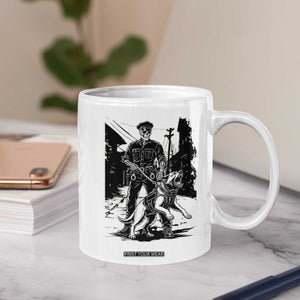 Skeleton Cop K9 German Shepherd Dog Coffee Mug Dark Alley Spooky Law Enforcement Gift