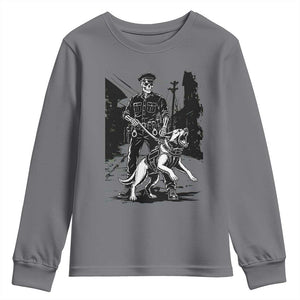Skeleton Cop K9 German Shepherd Dog Youth Sweatshirt Dark Alley Spooky Law Enforcement Gift