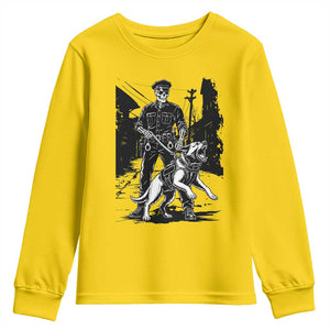 Skeleton Cop K9 German Shepherd Dog Youth Sweatshirt Dark Alley Spooky Law Enforcement Gift