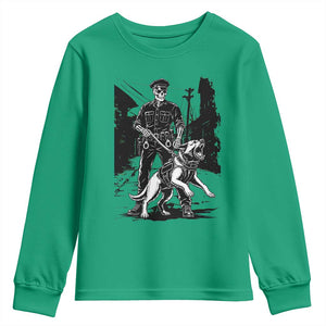 Skeleton Cop K9 German Shepherd Dog Youth Sweatshirt Dark Alley Spooky Law Enforcement Gift