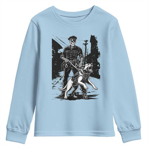 Skeleton Cop K9 German Shepherd Dog Youth Sweatshirt Dark Alley Spooky Law Enforcement Gift