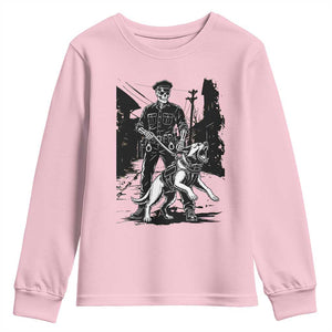 Skeleton Cop K9 German Shepherd Dog Youth Sweatshirt Dark Alley Spooky Law Enforcement Gift
