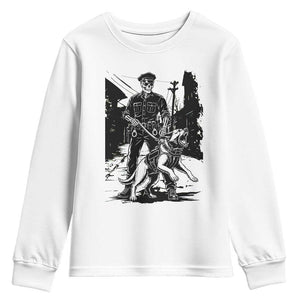 Skeleton Cop K9 German Shepherd Dog Youth Sweatshirt Dark Alley Spooky Law Enforcement Gift