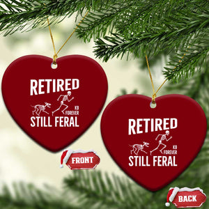 Funny Retired K9 Forever Still Feral Ceramic Ornament Police Dog Skeleton Handler Trainer Gift