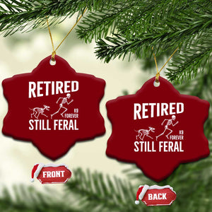 Funny Retired K9 Forever Still Feral Ceramic Ornament Police Dog Skeleton Handler Trainer Gift