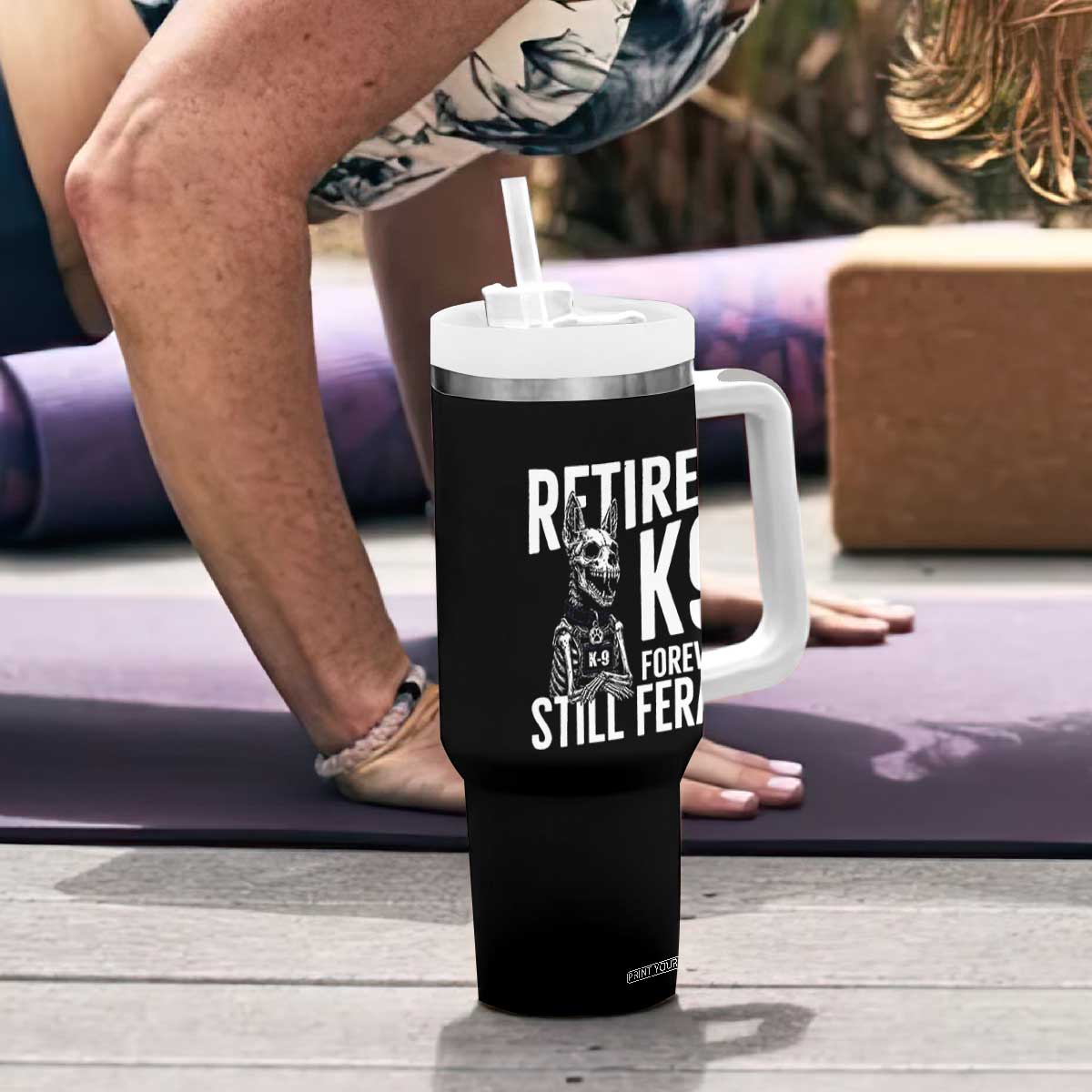 Retired K9 Forever Still Feral Tumbler With Handle Law Enforcement Canine Trainer Gift