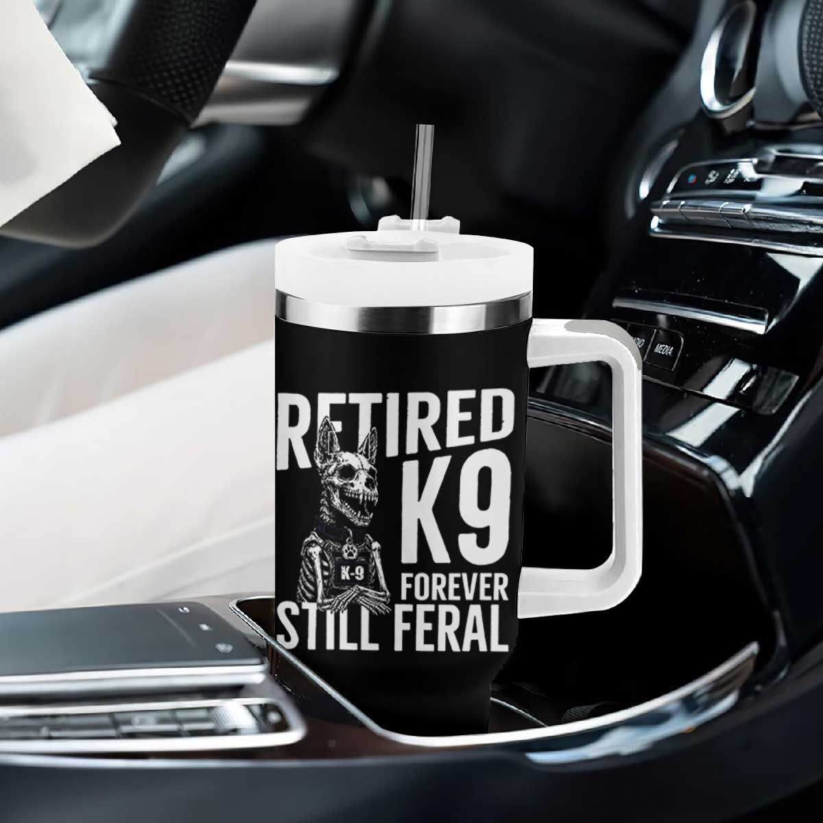 Retired K9 Forever Still Feral Tumbler With Handle Law Enforcement Canine Trainer Gift