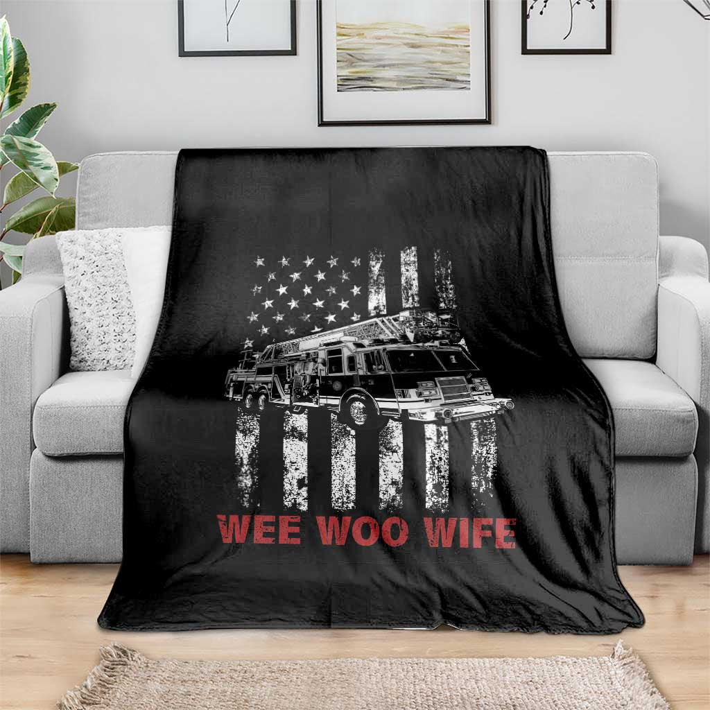 Firefighter First Responder Spouse Fire Truck Gift Throw Blanket Wee Woo Wife