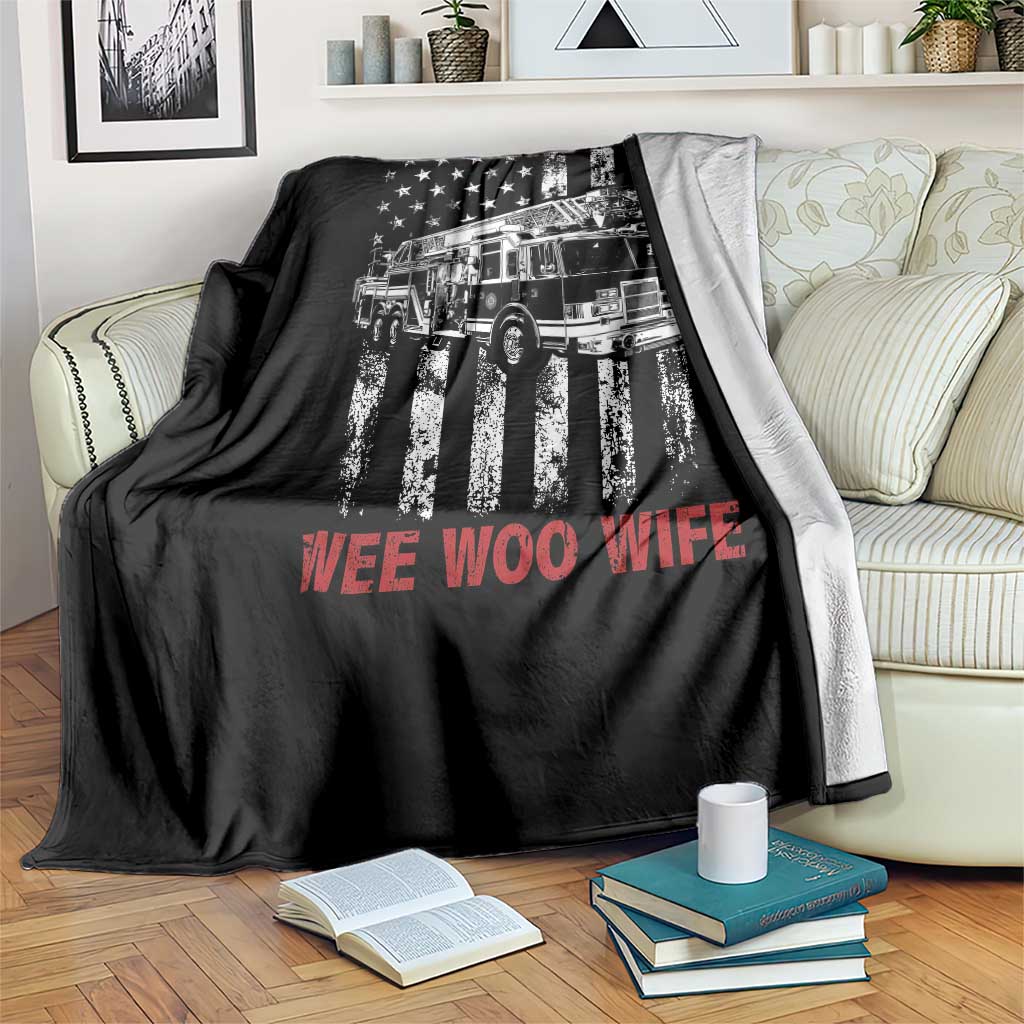 Firefighter First Responder Spouse Fire Truck Gift Throw Blanket Wee Woo Wife