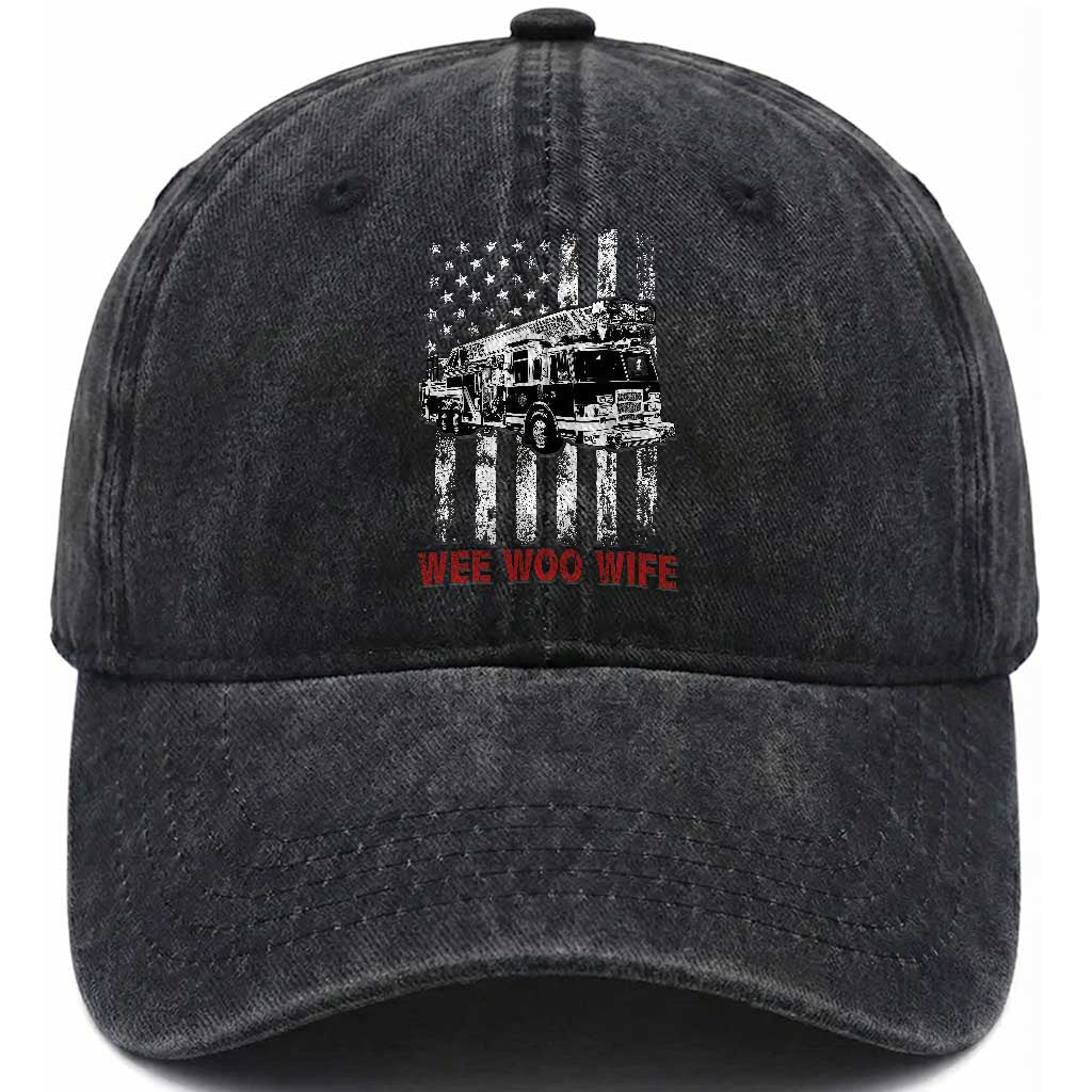 Firefighter First Responder Spouse Fire Truck Gift Washed Cotton Baseball Cap Wee Woo Wife