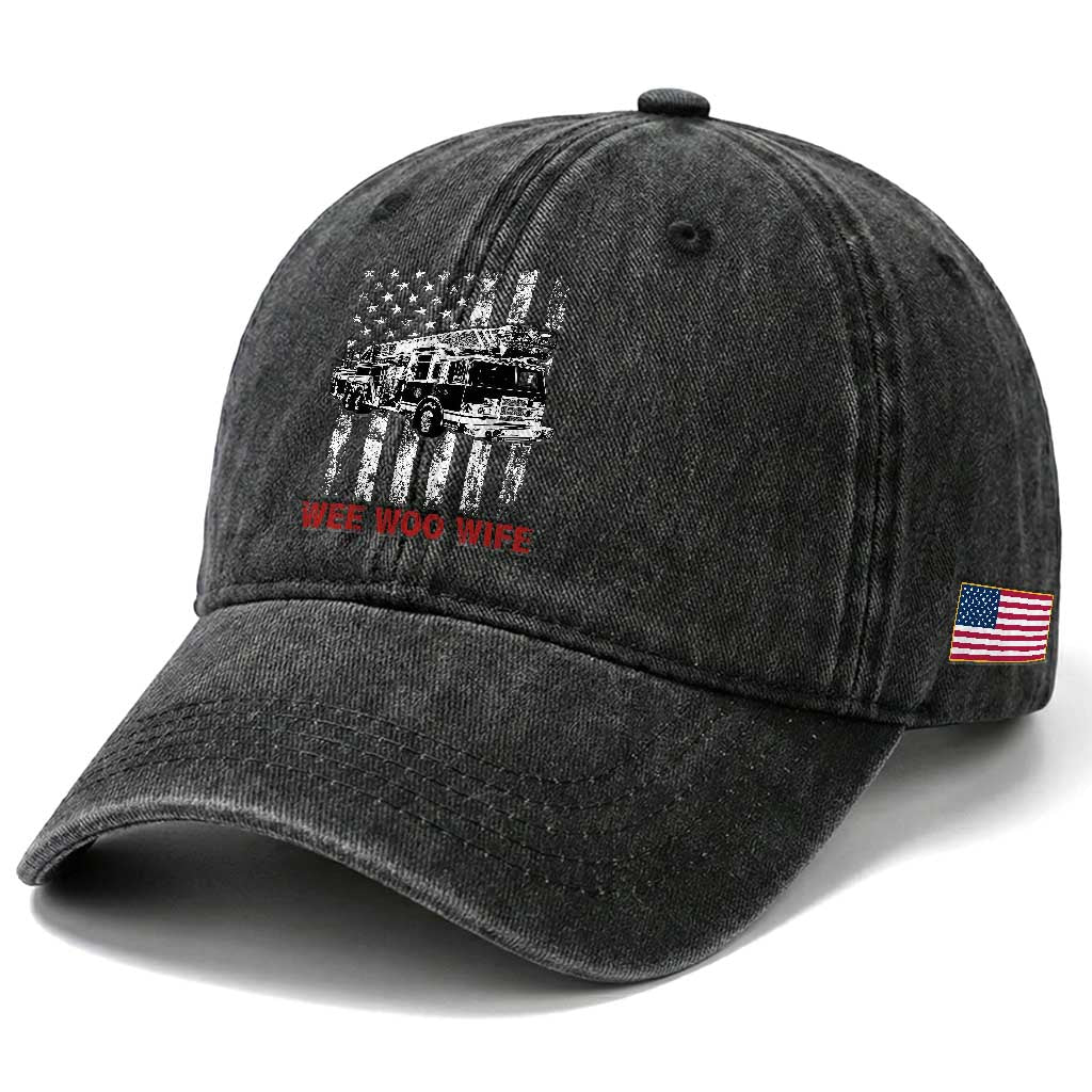 Firefighter First Responder Spouse Fire Truck Gift Washed Cotton Baseball Cap Wee Woo Wife