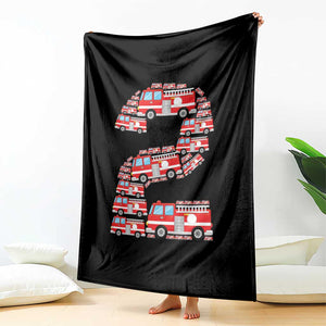 Fire Truck 2nd Birthday Throw Blanket Firefighter Gift For Two Year Old Kid